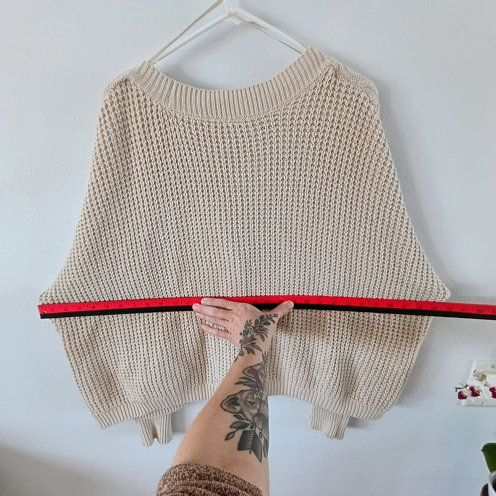 ANA A New Approach Chunky Knit Cardigan Beige Cable Button Front Cozy Oversize - Picture 9 of 10
